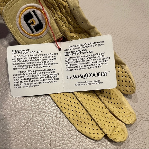 NWT Vintage Foot-Joy “The Sta-Sof” Soft Yellow Air Cooled Left Hand Golf Glove. - Picture 10 of 12